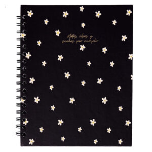 Cuaderno hojas Rayadas - Negro flores